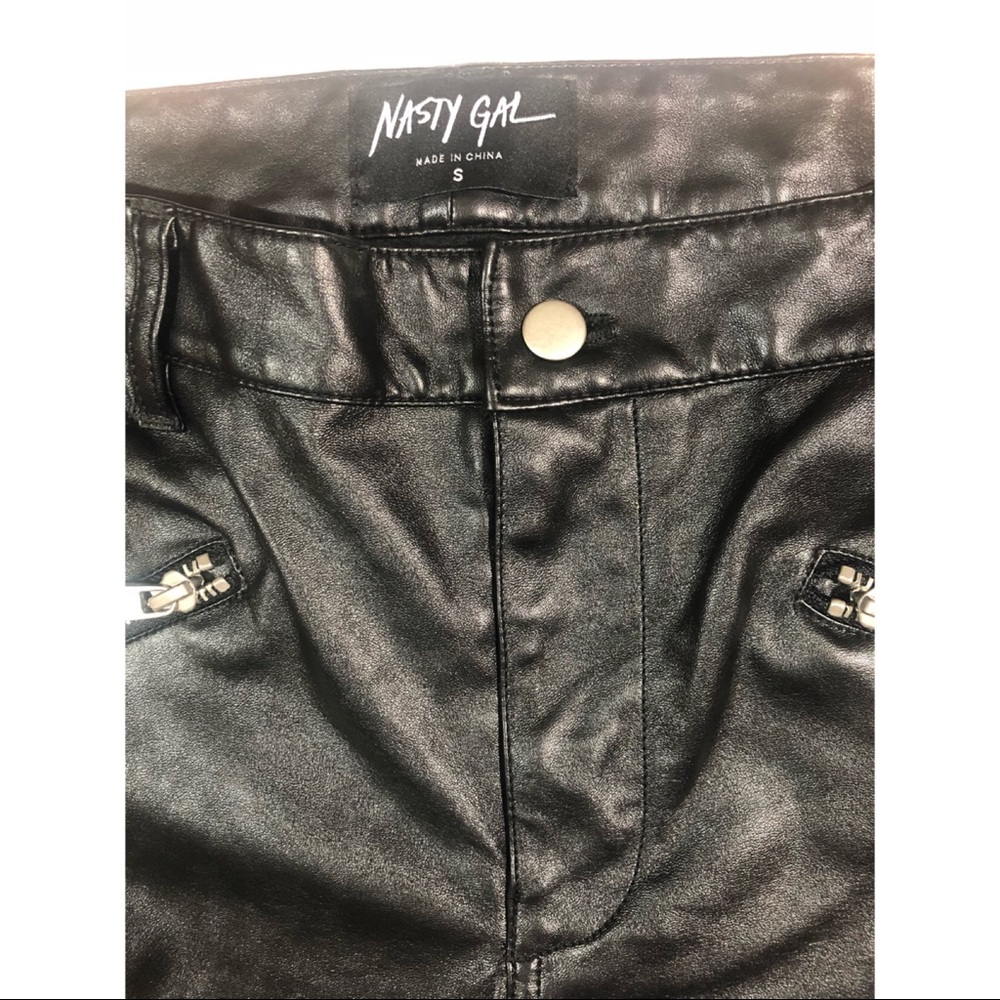 Black Faux Leather Lace Up Pants